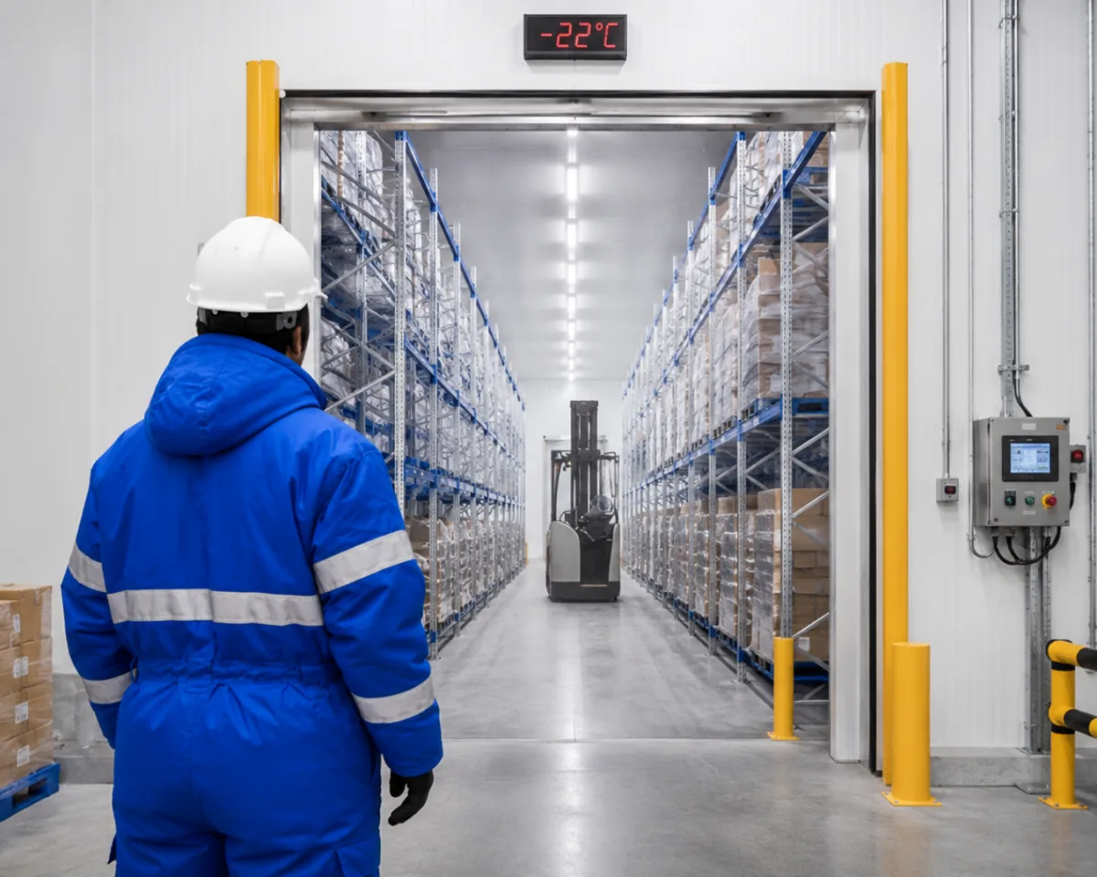 A refrigerated trailer with the unit holding a controlled temperature en route