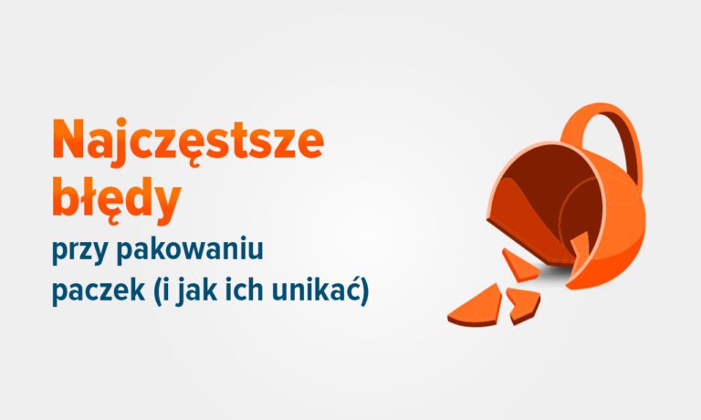 Ilustracja przedstawiająca pęknięte opakowanie symbolizujące najczęstsze błędy przy pakowaniu paczek i sposoby ich unikania.