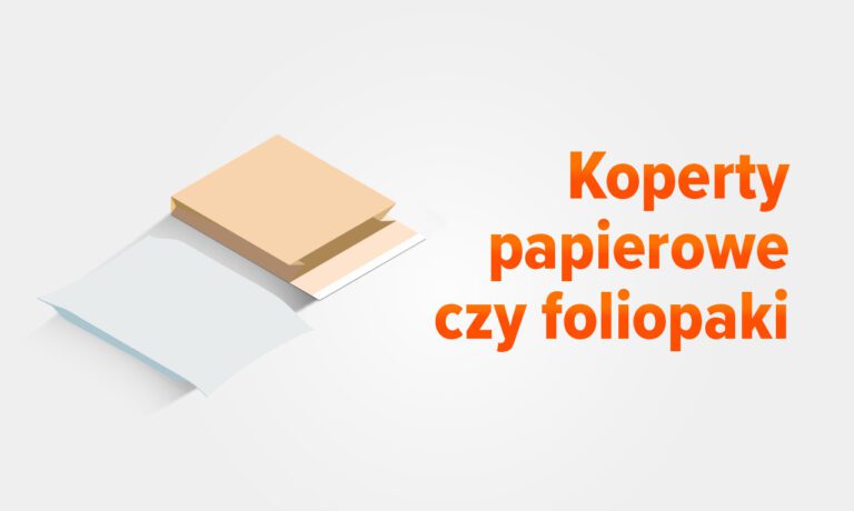 Grafika przedstawiająca kopertę papierową i foliopak jako dwa rodzaje opakowań wykorzystywanych w logistyce i e-commerce.